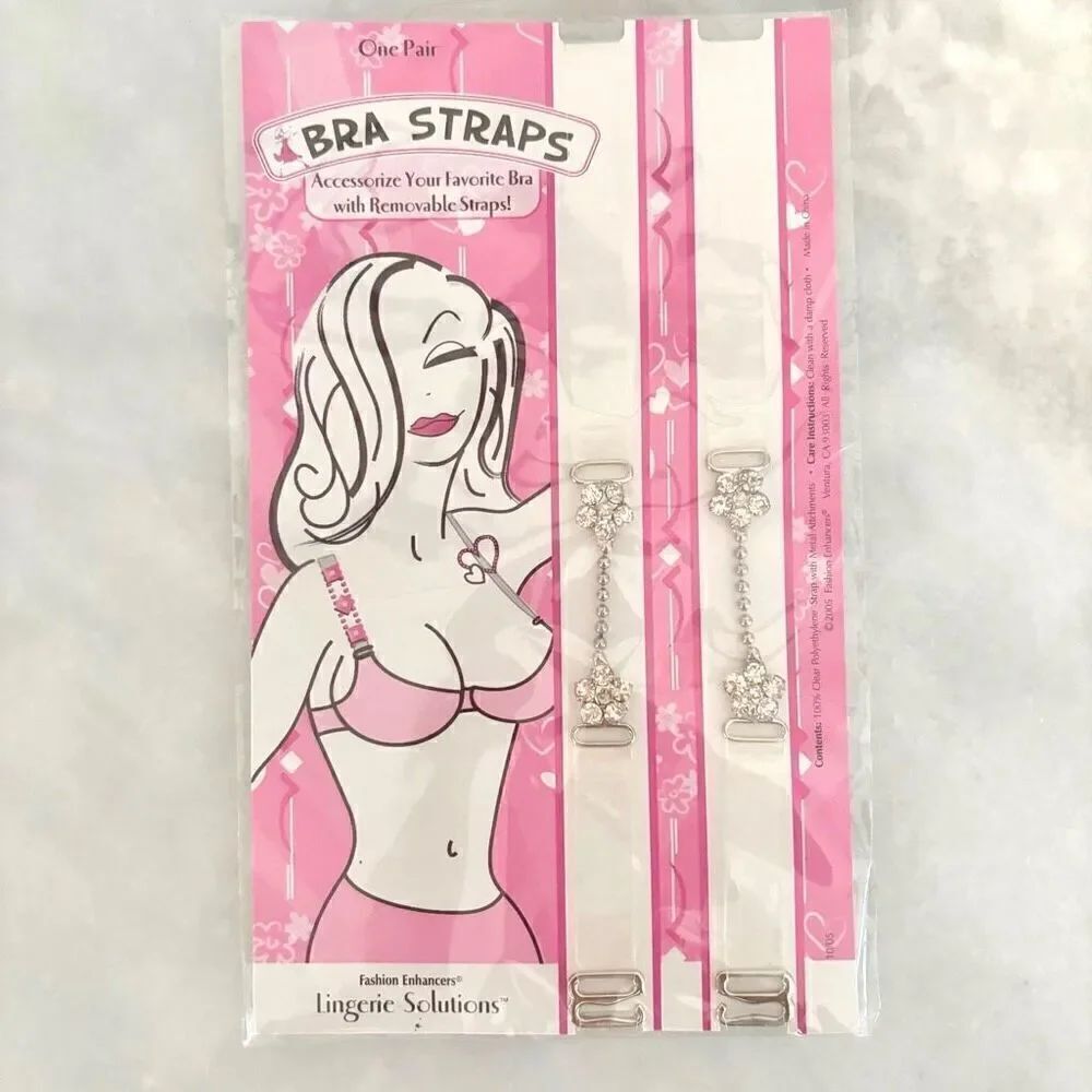 NWT Fashion Enhancers One Pair Of Clear Jeweled Removable Bra Straps OS